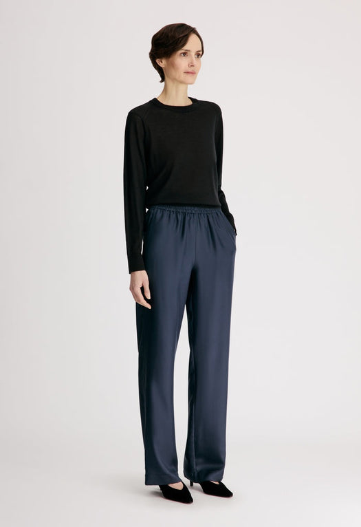 Silk twill trousers ALERA LDS PANT NAVY NAVY LOULOU DE SAISON 