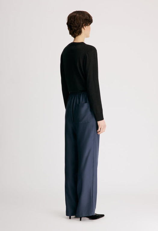 Silk twill trousers ALERA LDS PANT NAVY NAVY LOULOU DE SAISON 