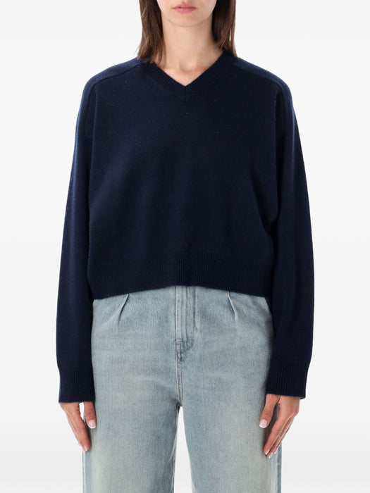ANZOR LDS V neck cashmere sweater ANZOR LDS NAVY NAVY LOULOU DE SAISON 