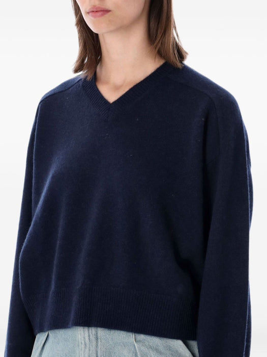 ANZOR LDS V neck cashmere sweater ANZOR LDS NAVY NAVY LOULOU DE SAISON 