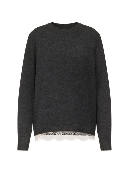ARVO Lace trim sweater ARVO CHARCOAL/IVORY LOULOU DE SAISON 