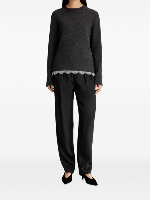 ARVO Lace trim sweater ARVO CHARCOAL/IVORY LOULOU DE SAISON 