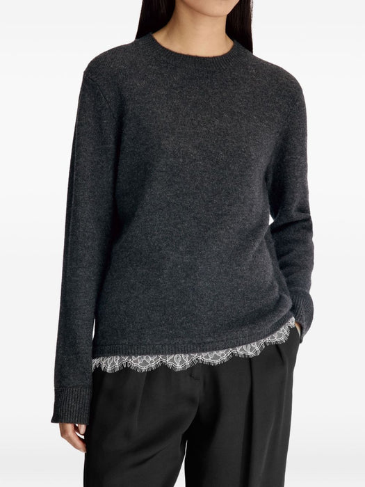 ARVO Lace trim sweater ARVO CHARCOAL/IVORY LOULOU DE SAISON 