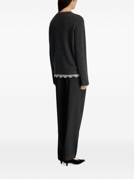 ARVO Lace trim sweater ARVO CHARCOAL/IVORY LOULOU DE SAISON 