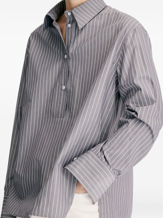 COLTON Cotton poplin shirt COLTON TAUPE/BLUE TAUPE/BLUE LOULOU DE SAISON 
