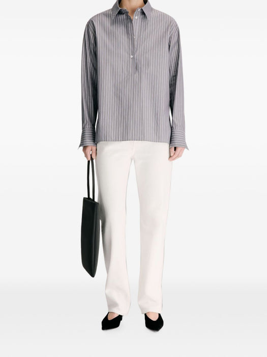 COLTON Cotton poplin shirt COLTON TAUPE/BLUE TAUPE/BLUE LOULOU DE SAISON 