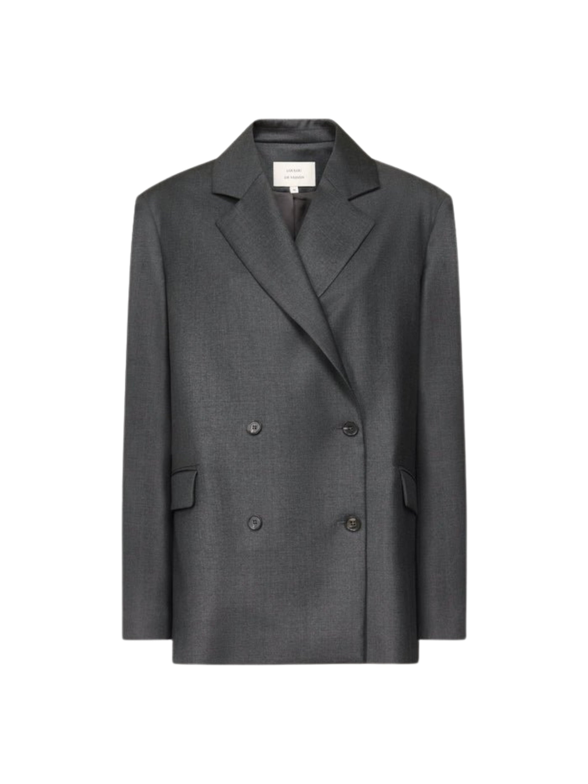 Double breasted virgin wool jacket DONAU LDS ANTHRACITE MELANGE LOULOU DE SAISON 