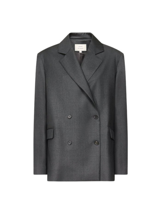 Double breasted virgin wool jacket DONAU LDS ANTHRACITE MELANGE LOULOU DE SAISON 