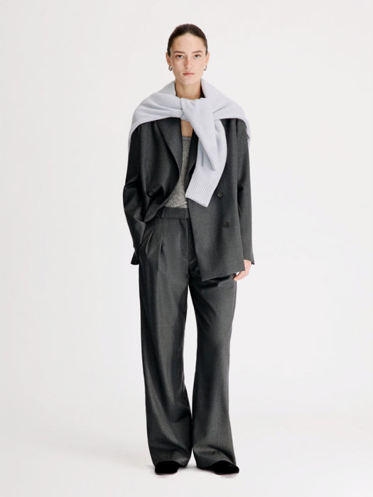 Double breasted virgin wool jacket DONAU LDS ANTHRACITE MELANGE LOULOU DE SAISON 