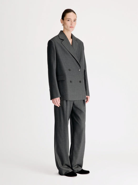 Double breasted virgin wool jacket DONAU LDS ANTHRACITE MELANGE LOULOU DE SAISON 
