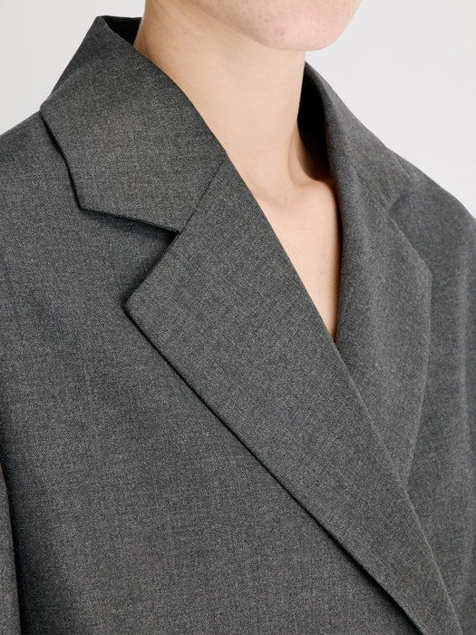 Double breasted virgin wool jacket DONAU LDS ANTHRACITE MELANGE LOULOU DE SAISON 