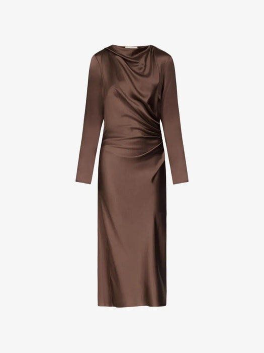 Fabio draped satin midi dress FABIO BROWN BROWN LOULOU DE SAISON 