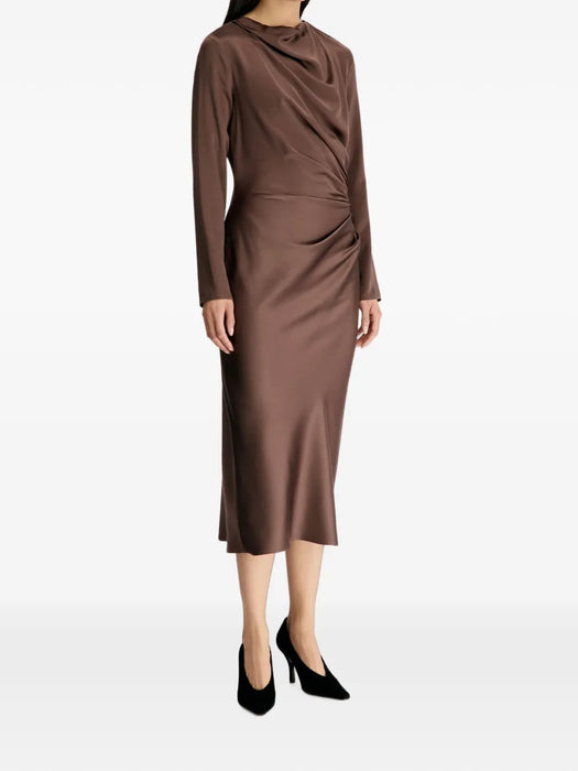 Fabio draped satin midi dress FABIO BROWN BROWN LOULOU DE SAISON 