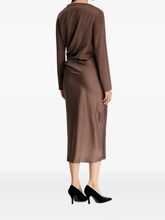 Fabio draped satin midi dress FABIO BROWN BROWN LOULOU DE SAISON 