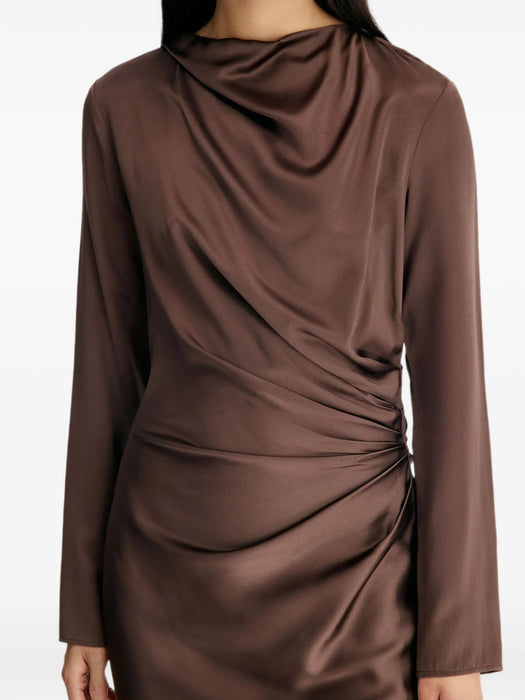 Fabio draped satin midi dress FABIO BROWN BROWN LOULOU DE SAISON 