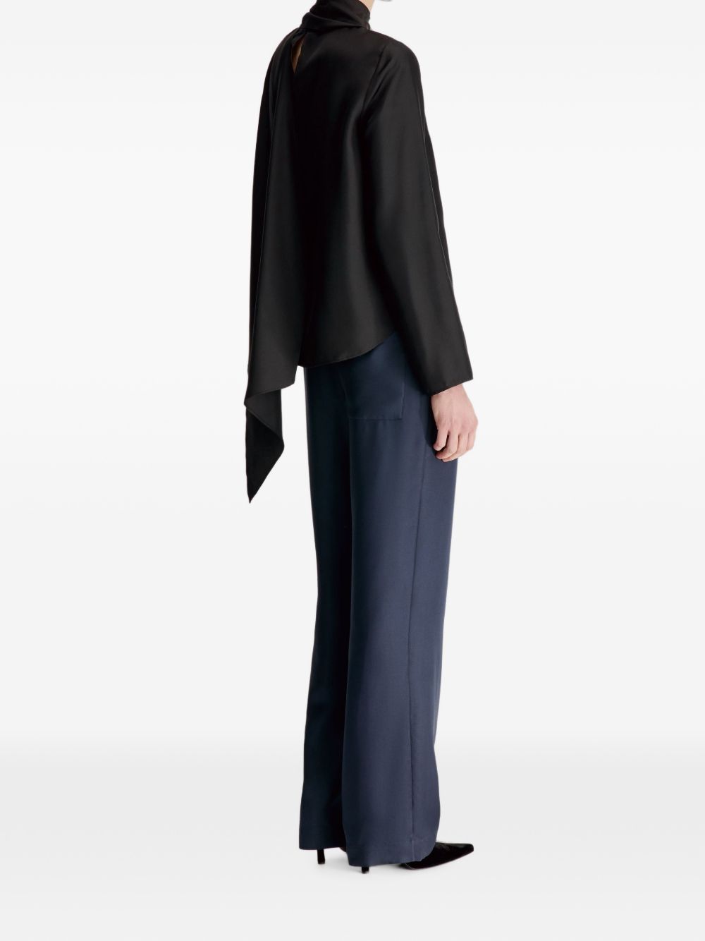 GALA Silk twill scarf top GALA BLACK BLACK LOULOU DE SAISON 