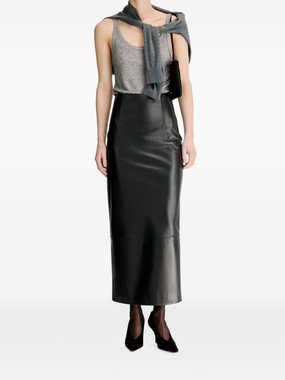 INGA Leather maxi skirt INGA BLACK BLACK LOULOU DE SAISON 