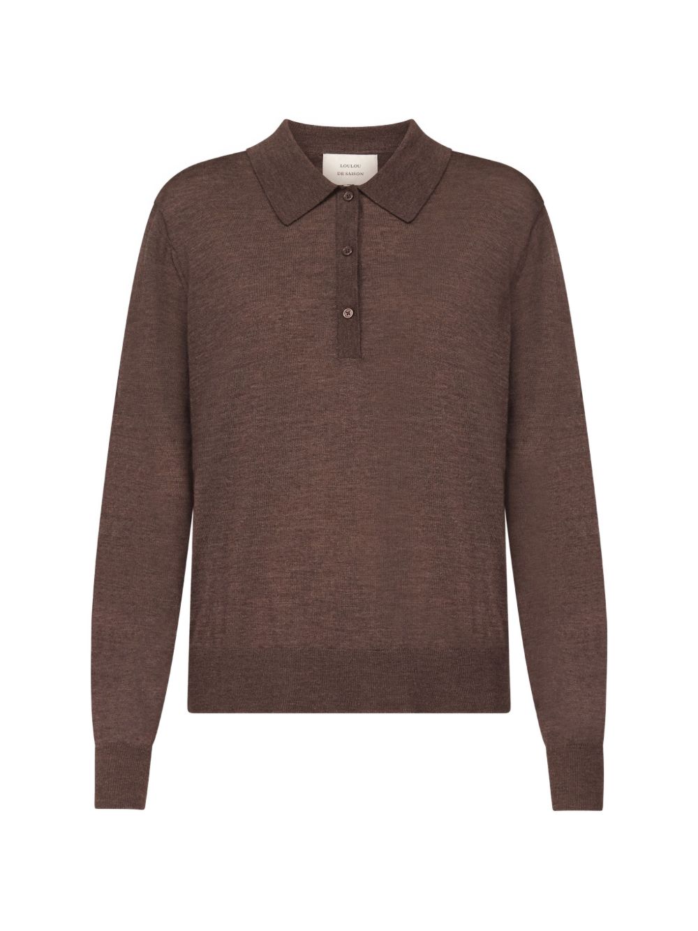 MILES Long-sleeve fine knit polo top MILES BROWN MELANGE BROWN LOULOU DE SAISON 