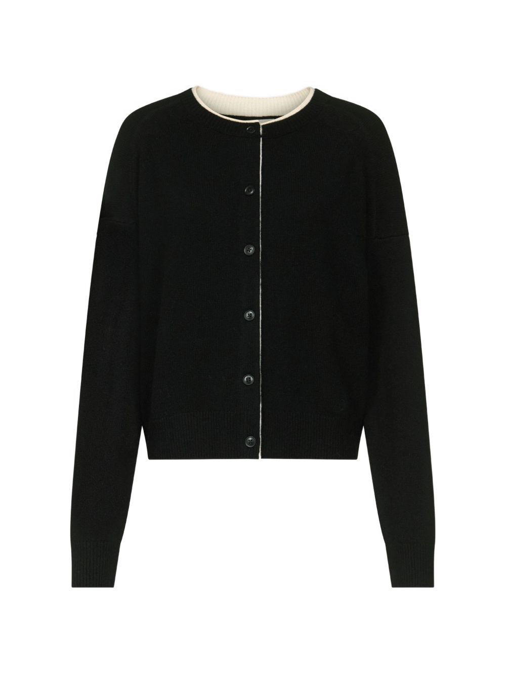 NICOLA Bicolor cashmere cardigan NICOLA BLACK/IVORY BLACK/IVORY LOULOU DE SAISON 