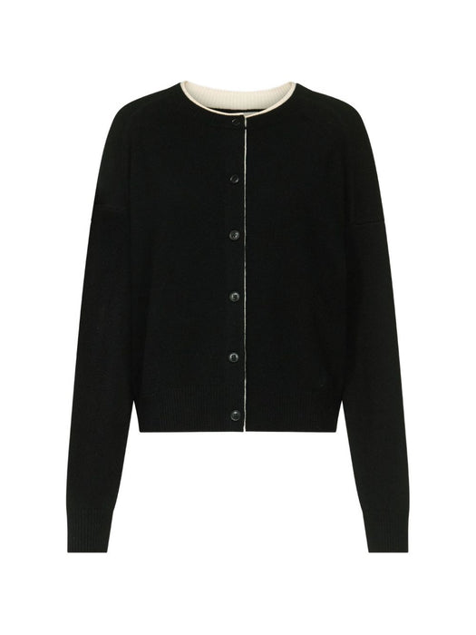 NICOLA Bicolor cashmere cardigan NICOLA BLACK/IVORY BLACK/IVORY LOULOU DE SAISON 