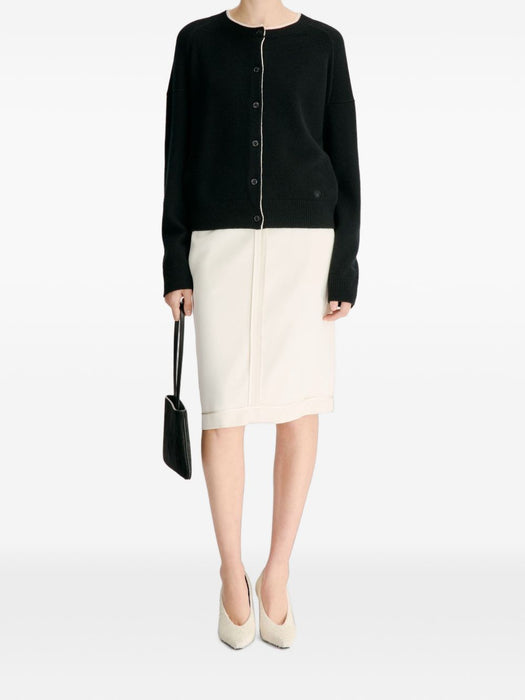 NICOLA Bicolor cashmere cardigan NICOLA BLACK/IVORY BLACK/IVORY LOULOU DE SAISON 