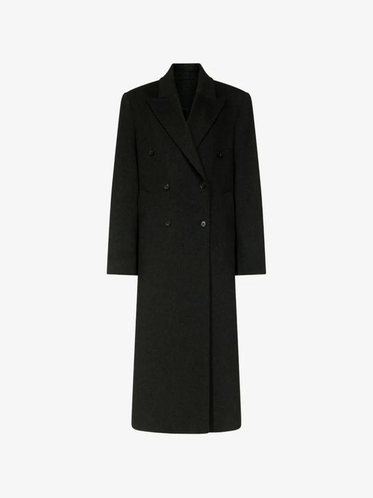 Double-breasted peak-lapel coat ROSCO LDS ANTHRACITE MELANGE LOULOU DE SAISON 