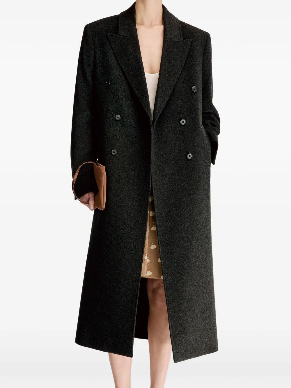 Double-breasted peak-lapel coat ROSCO LDS ANTHRACITE MELANGE LOULOU DE SAISON 