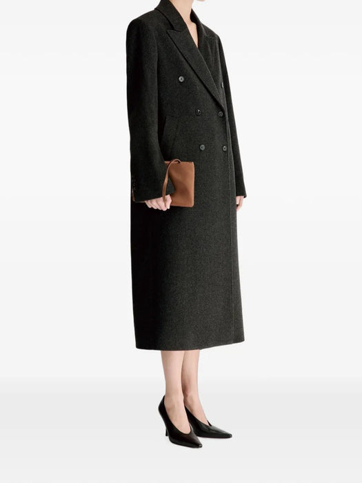 Double-breasted peak-lapel coat ROSCO LDS ANTHRACITE MELANGE LOULOU DE SAISON 