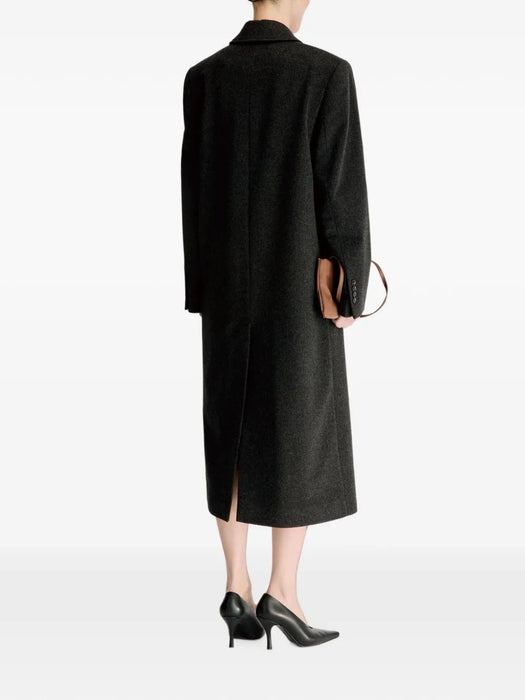 Double-breasted peak-lapel coat ROSCO LDS ANTHRACITE MELANGE LOULOU DE SAISON 
