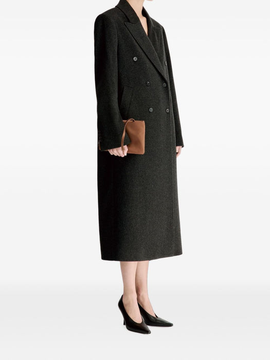 Double-breasted peak-lapel coat ROSCO LDS ANTHRACITE MELANGE LOULOU DE SAISON 