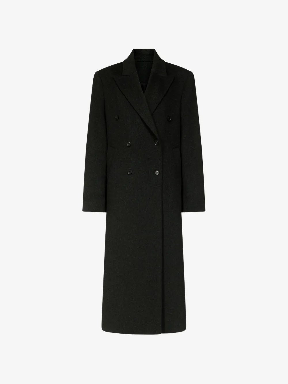 Double-breasted peak-lapel coat ROSCO LDS ANTHRACITE MELANGE LOULOU DE SAISON 