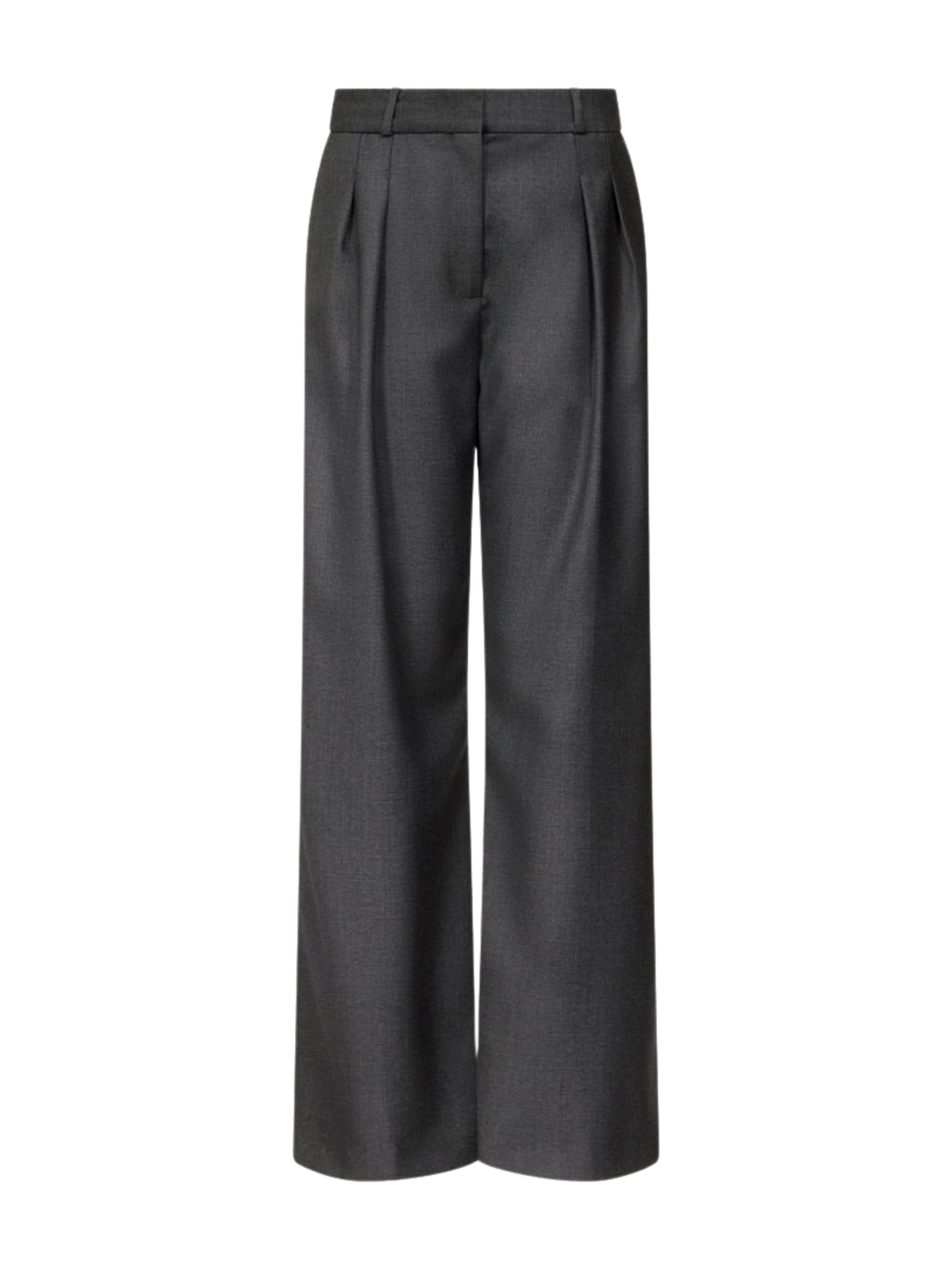 Virgin wool pleated trousers SBIRU LDS ANTHRACITE MELANGE LOULOU DE SAISON 