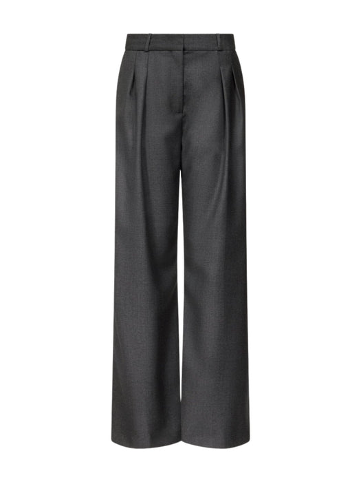 Virgin wool pleated trousers SBIRU LDS ANTHRACITE MELANGE LOULOU DE SAISON 