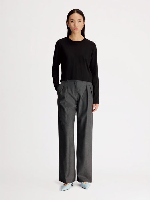 Virgin wool pleated trousers SBIRU LDS ANTHRACITE MELANGE LOULOU DE SAISON 