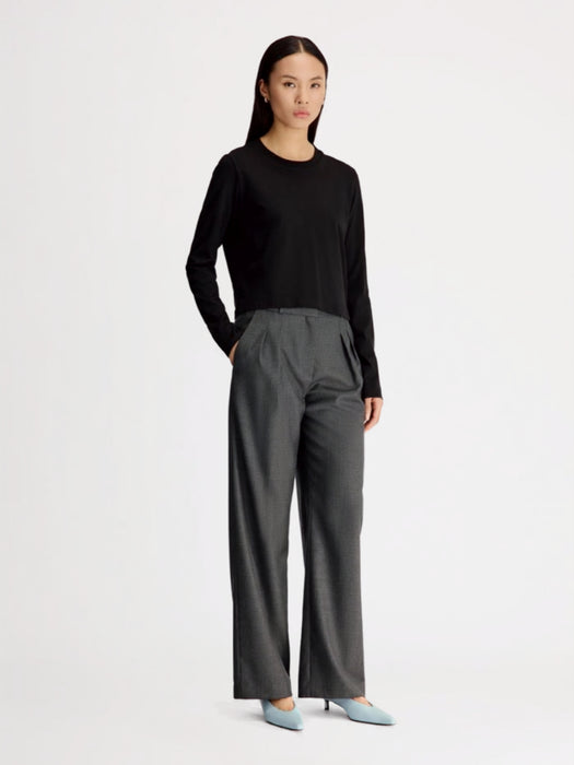 Virgin wool pleated trousers SBIRU LDS ANTHRACITE MELANGE LOULOU DE SAISON 