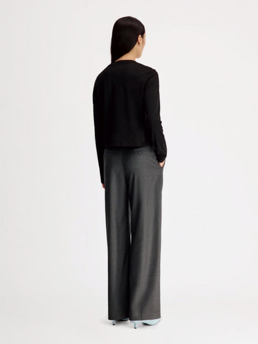 Virgin wool pleated trousers SBIRU LDS ANTHRACITE MELANGE LOULOU DE SAISON 