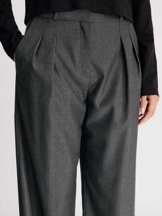 Virgin wool pleated trousers SBIRU LDS ANTHRACITE MELANGE LOULOU DE SAISON 