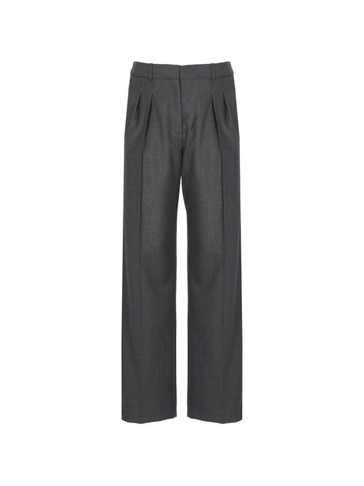Virgin wool pleated trousers SBIRU LDS ANTHRACITE MELANGE LOULOU DE SAISON 