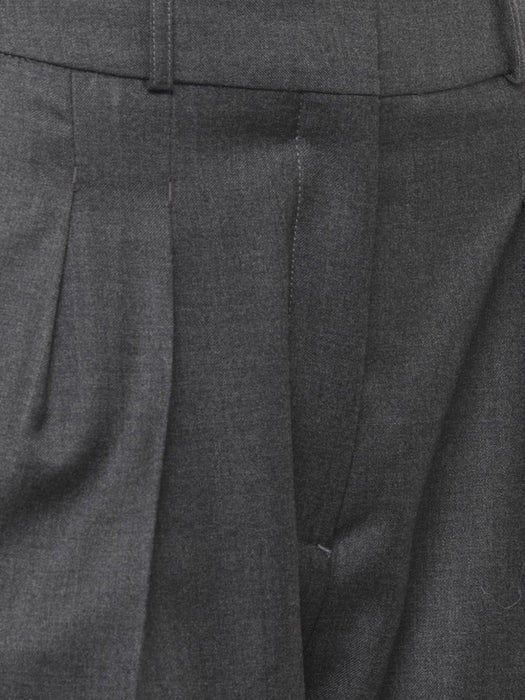 Virgin wool pleated trousers SBIRU LDS ANTHRACITE MELANGE LOULOU DE SAISON 