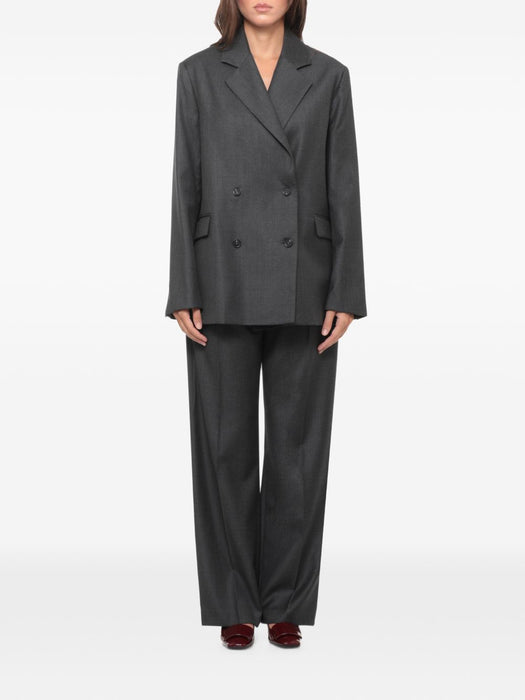 Virgin wool pleated trousers SBIRU LDS ANTHRACITE MELANGE LOULOU DE SAISON 