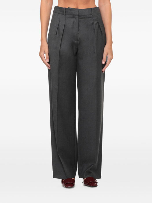 Virgin wool pleated trousers SBIRU LDS ANTHRACITE MELANGE LOULOU DE SAISON 
