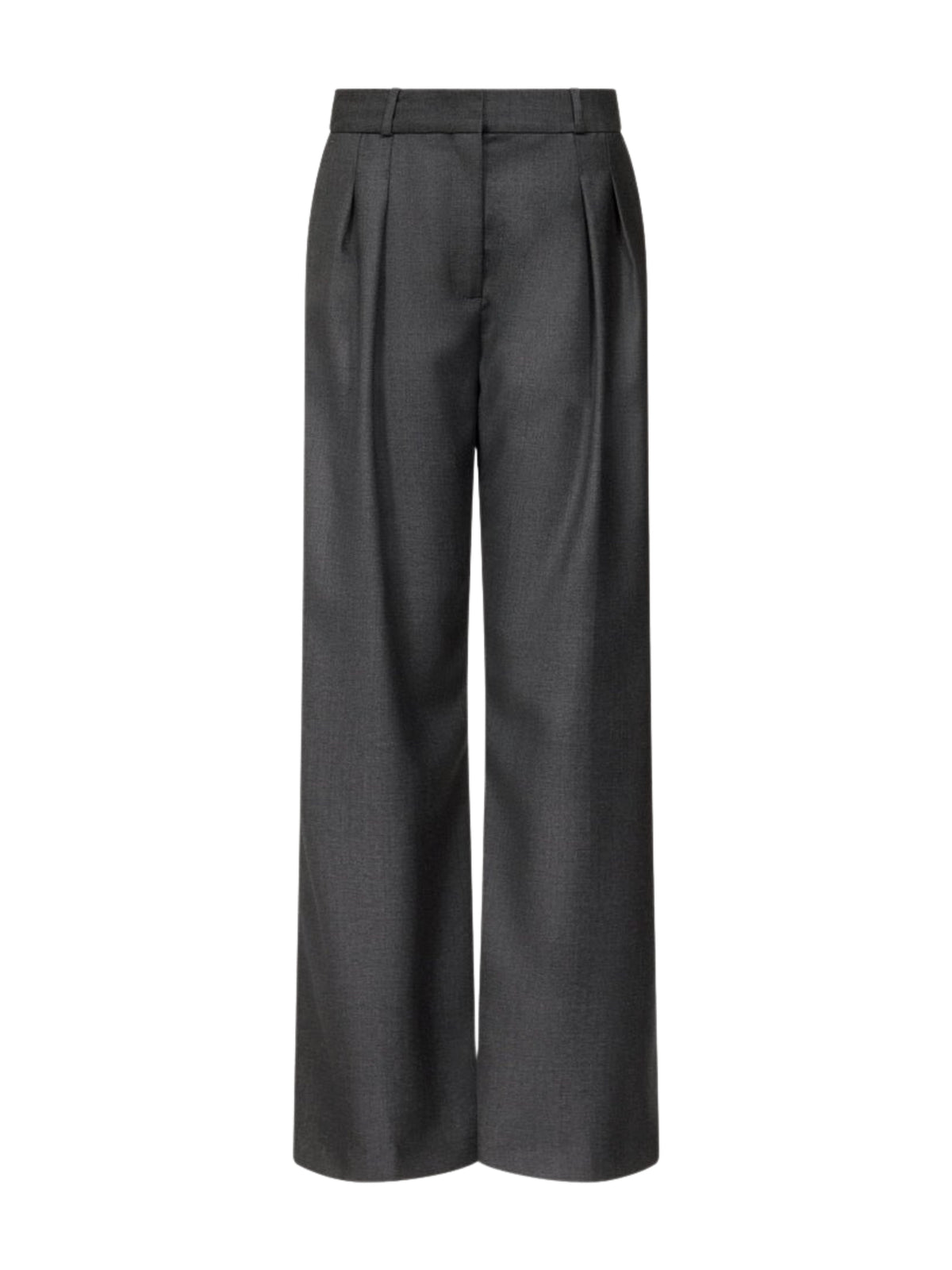 Virgin wool pleated trousers SBIRU LDS ANTHRACITE MELANGE LOULOU DE SAISON 
