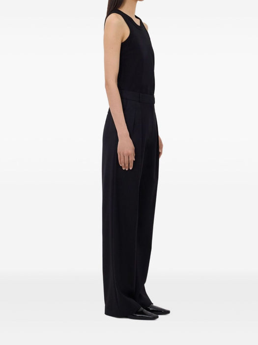 SBIRU LDS Virgin wool pleated trousers SBIRU LDS BLACK BLACK LOULOU DE SAISON 