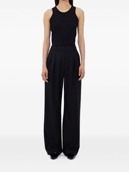 SBIRU LDS Virgin wool pleated trousers SBIRU LDS BLACK BLACK LOULOU DE SAISON 