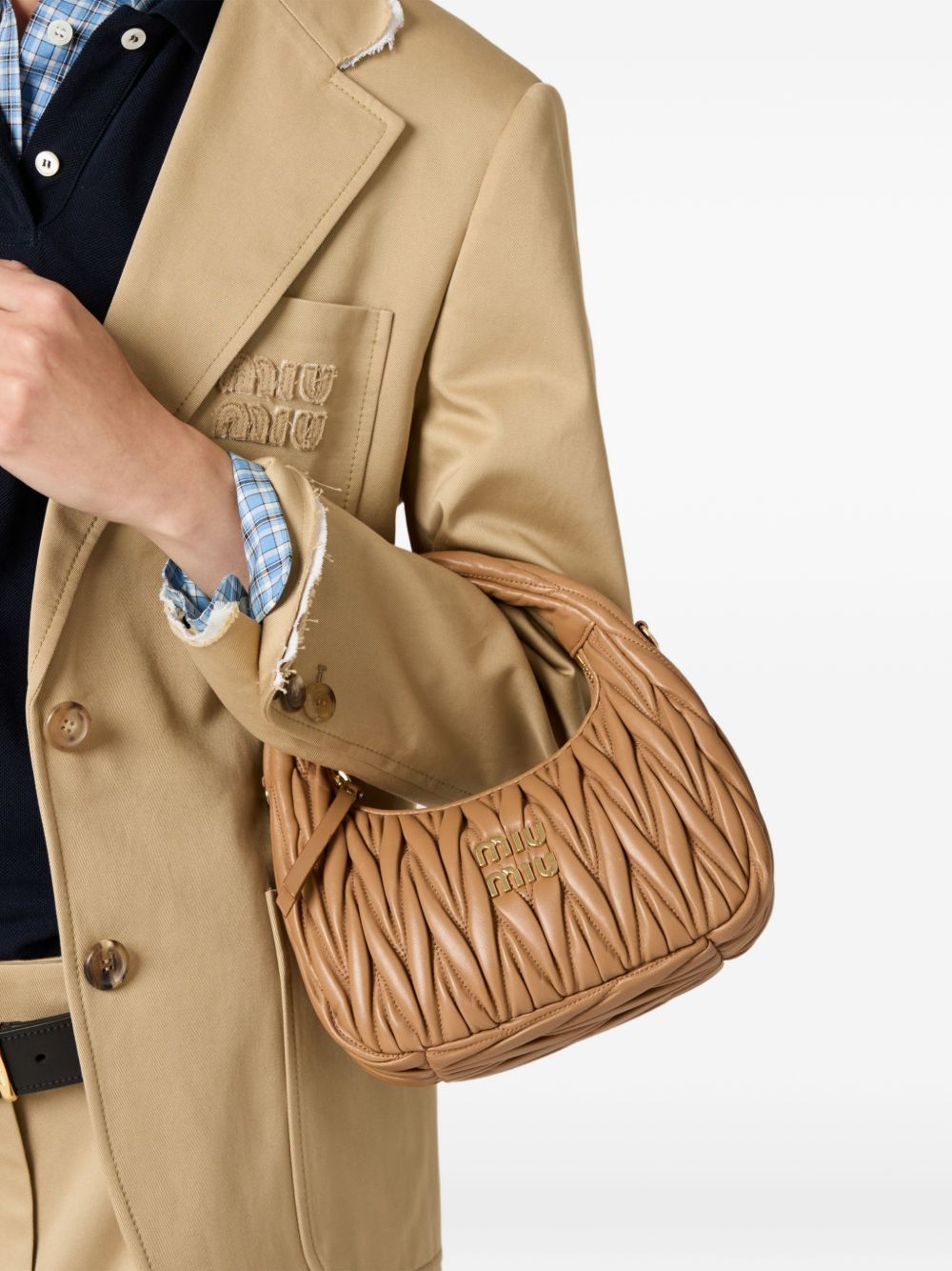 Wander matelassé nappa leather hobo bag 5BC125 VOOY AN88F098L MIU MIU 