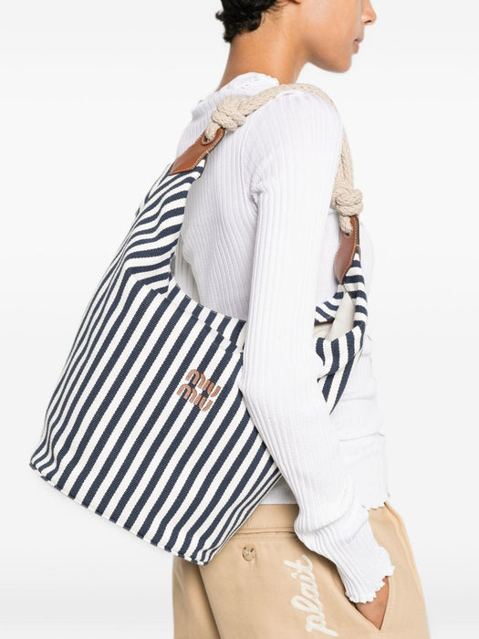 Striped rope-handle shoulder bag 5BE107 V ILO 2I0GF0B9P MIU MIU 