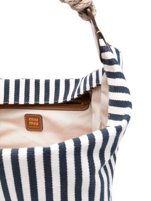Striped rope-handle shoulder bag 5BE107 V ILO 2I0GF0B9P MIU MIU 