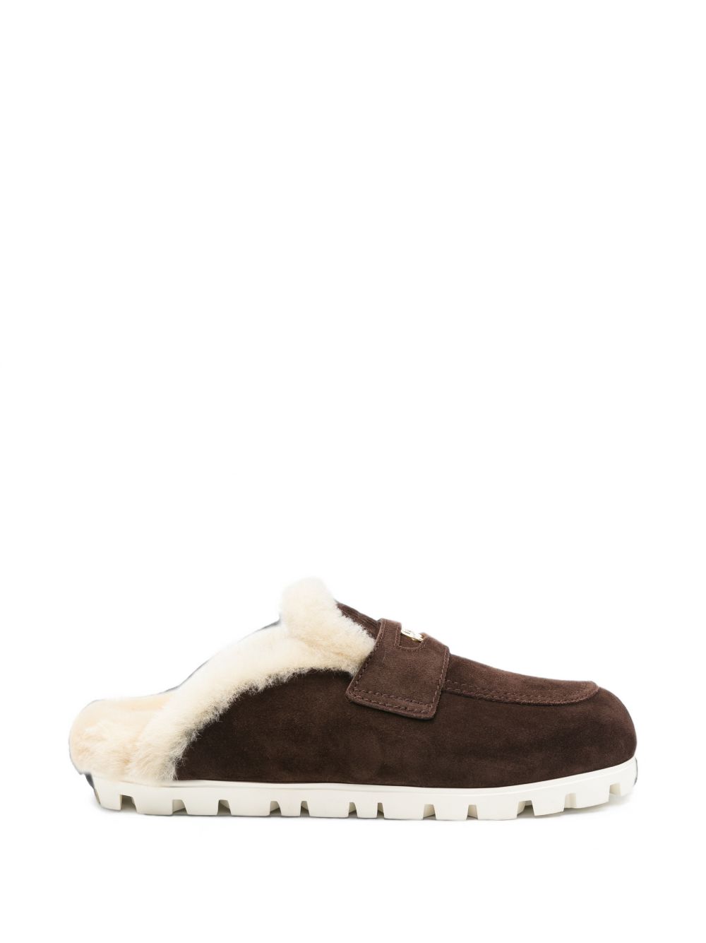 Shearling-lined suede flat mules 5D058E F D010 Z0GF0003 MIU MIU 