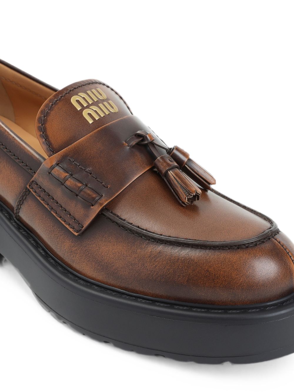 Tassel-detail leather loafers 5D743E F 055 3KY8F0038 MIU MIU 