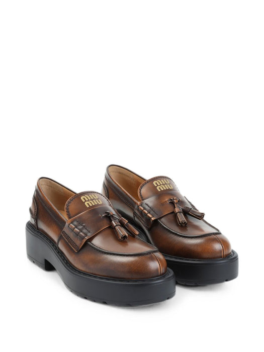 Tassel-detail leather loafers 5D743E F 055 3KY8F0038 MIU MIU 